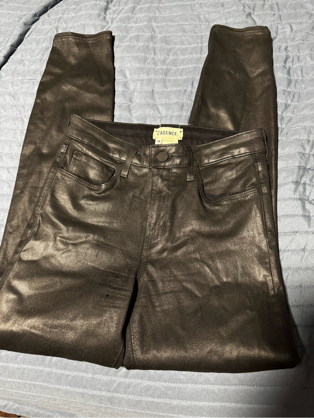 L'AGENCE Metallic Black Skinny Jeans